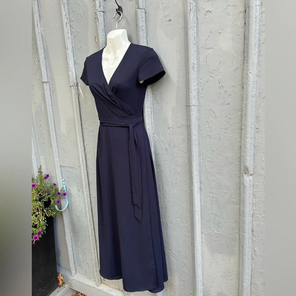 Aritzia Slit Wrap Navy Dress, size XXS - Picture 8 of 12